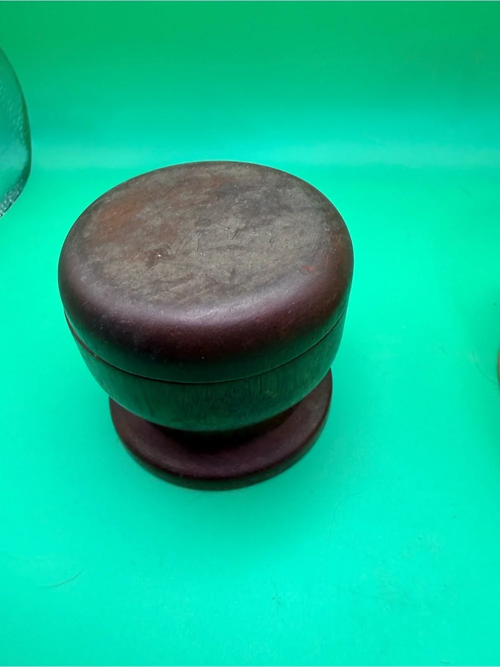 Handcrafted Round Wooden Box - Brown